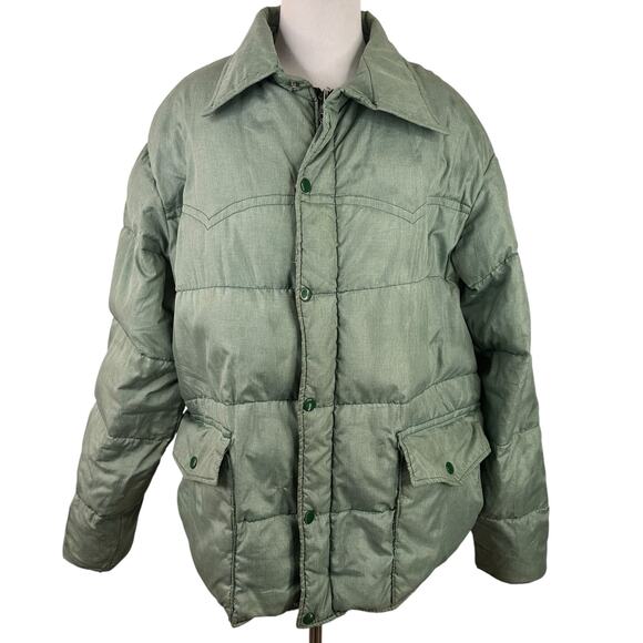 Stag Trail Country Vintage Green Bomber Puffer Jacket - Picture 1 of 8